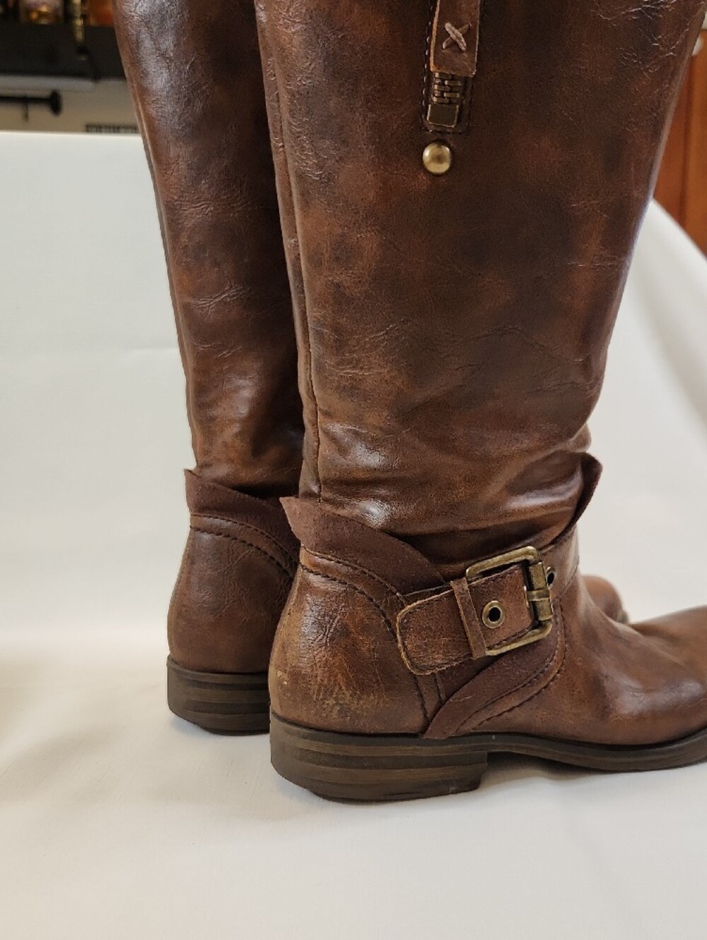 Wide Shaft Naturalizer Brown Mid-Calf Moto Boots - Picture 7 of 9